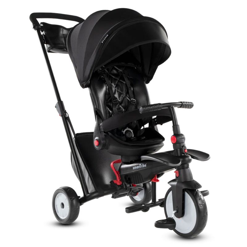 smarTrike STR7 6 in 1 Pushchair, Stroller, and Tricycle for 6-36 Months, With 5-Point Harness, Canopy, Storage bag, and Removeable Pedals, Black